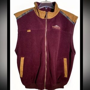 Vintage Whistler Mountain Vest Mens XL Burgundy Fleece Sun Cruz Made Canada 90s